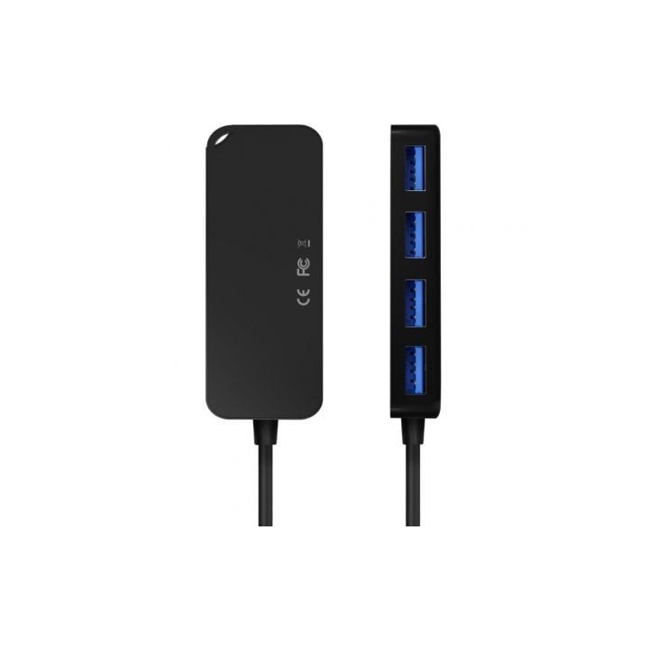 Hub AISENS 4 puertos 5000 Mbit/s USB 3.0 modelo A106-0714 Cable 60cm Negro