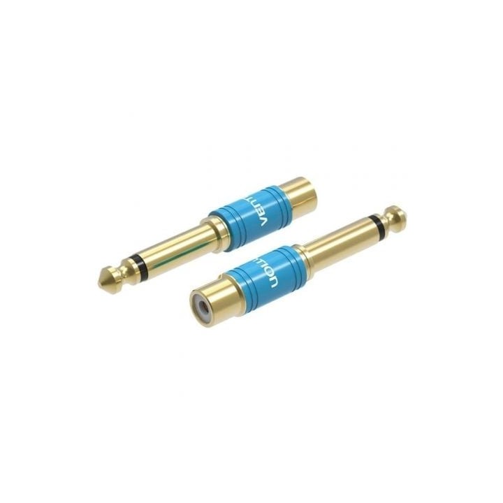 Adaptador Jack Vention VDD-C03/ Azul/ RCA Hembra/ 6.5mm Macho/ Contactos Oro