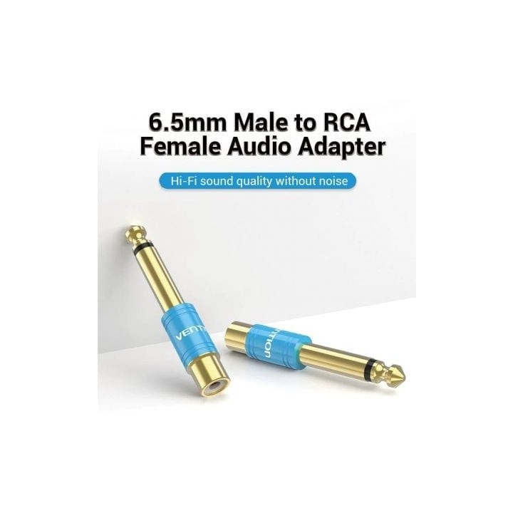 Adaptador Jack Vention VDD-C03/ Azul/ RCA Hembra/ 6.5mm Macho/ Contactos Oro