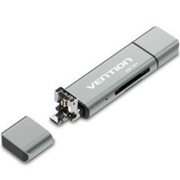 Lector de Tarjetas Vention CCJH0 USB 2.0/USB-C/Micro Aleación Aluminio 256GB Gris