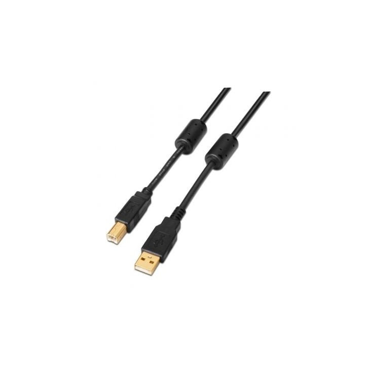Cable USB 2.0 AISENS A101-0011 5m Oro Ferrita Negro Alta velocidad impresora