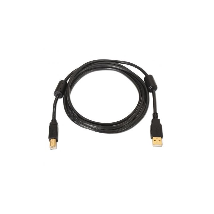 Cable USB 2.0 AISENS A101-0011 5m Oro Ferrita Negro Alta velocidad impresora