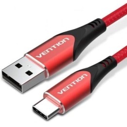 Cable USB Vention CODRG USB 2.0 Tipo-C 3A Carga Rápida 1.5m Rojo Nylon