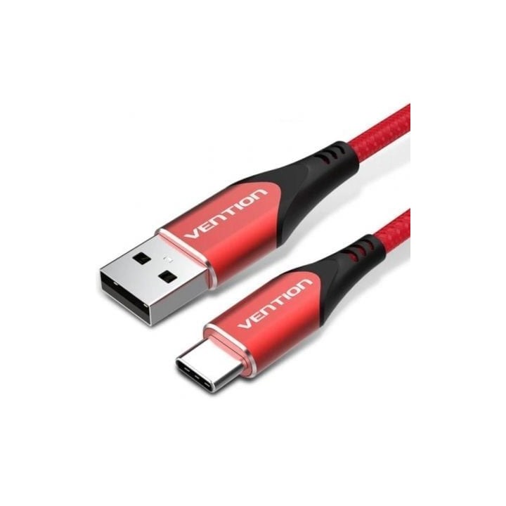 Cable USB Vention CODRG USB 2.0 Tipo-C 3A Carga Rápida 1.5m Rojo Nylon