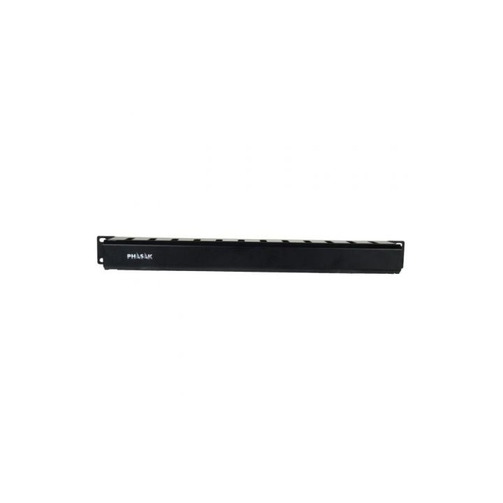 Panel guía cables PHASAK PA 5095 con tapa para rack 19″ 1U frontal metálico