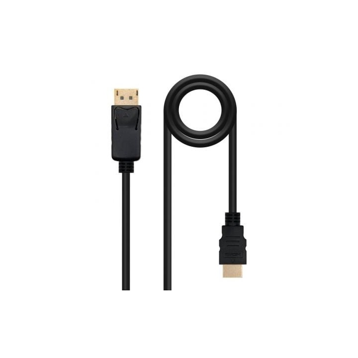 Cable conversor Nanocable 10.15.4300 DisplayPort macho HDMI macho 4K 0.5m oro negro