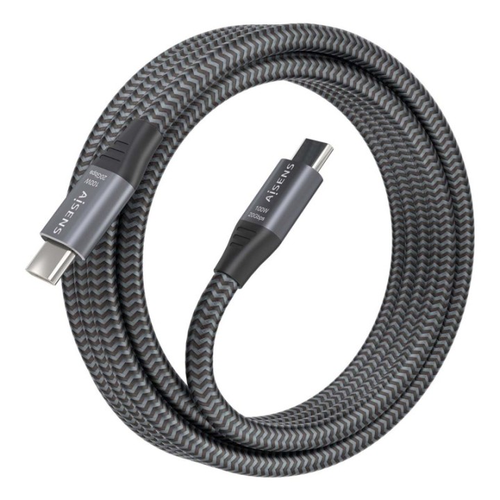 Cable USB-C AISENS A107-0875 3m 20Gbps 100W Aluminio Gris