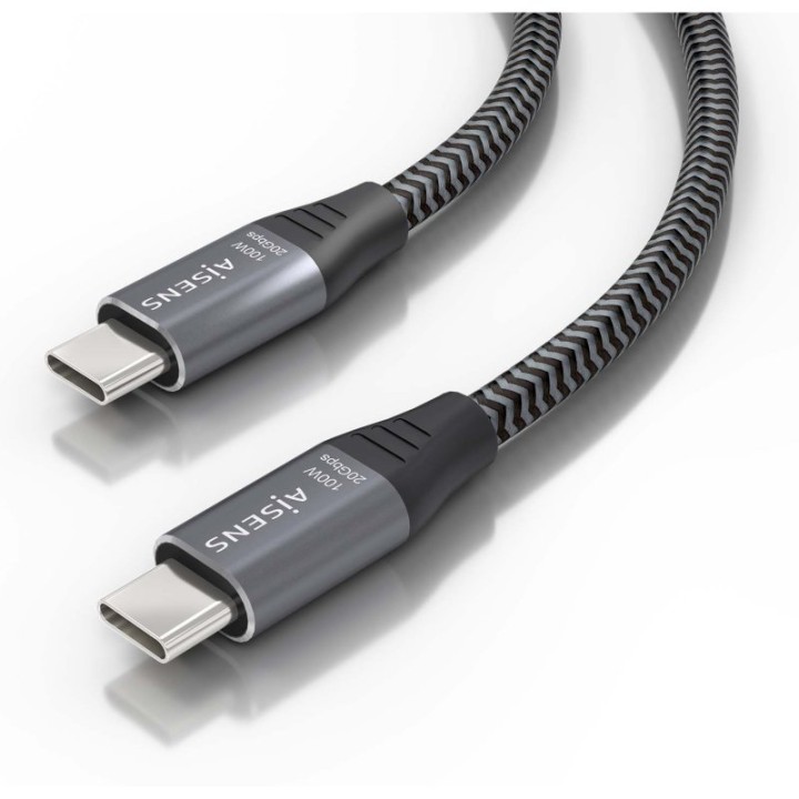 Cable USB-C AISENS A107-0875 3m 20Gbps 100W Aluminio Gris
