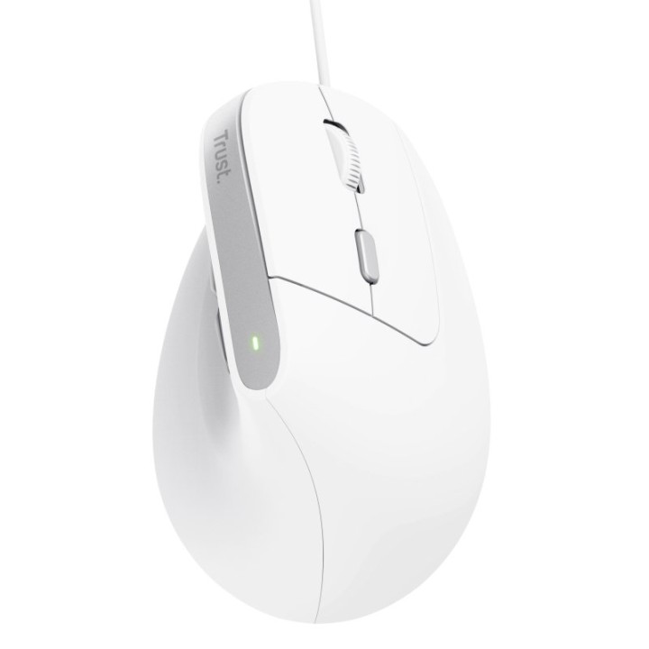 Ratón Trust Bayo II con cable 2400 DPI vertical ergonómico clics silenciosos 6 botones blanco