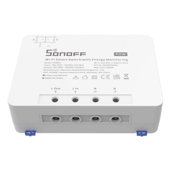 Interruptor inteligente Sonoff POWR3 Control 25A Wi-Fi Medición de Energía Protección