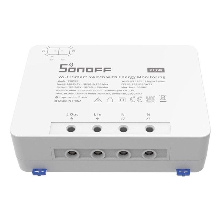 Interruptor inteligente Sonoff POWR3 Control 25A Wi-Fi Medición de Energía Protección