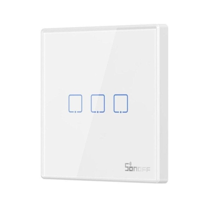 Interruptor inalámbrico Sonoff T2EU3C-RF 3 canales RF 433 MHz, panel vidrio, control remoto