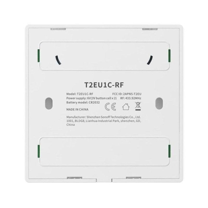 Interruptor inteligente Sonoff T2EU1C-RF RF 433 MHz Blanco Instalable en Pared Sin Cables