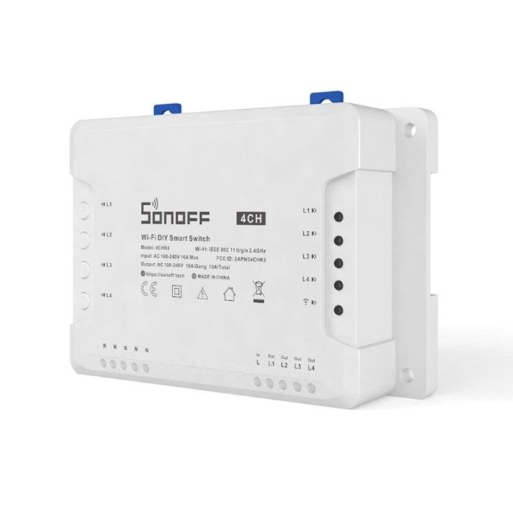 Interruptor inteligente WiFi Sonoff 4CH R3 4 canales DIN control remoto eWeLink