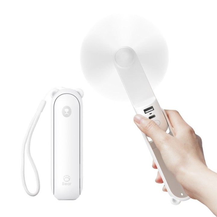 Ventilador de mano JisuLife Life8 Plus 4500mAh Blanco 3 velocidades Linterna PowerBank