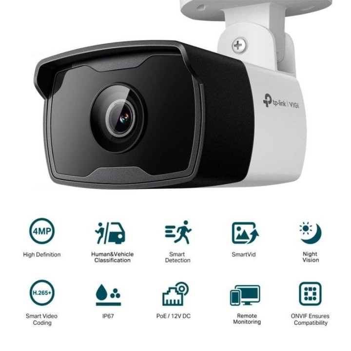Cámara IP TP-Link VIGI C340I 4MP QHD PoE Exterior IA IR 4mm IP67 Mejora SmartVid