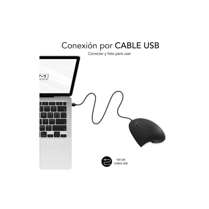 Ratón SUBBLIM con cable 1600 DPI Silent Click diseño vertical ergonómico 6 botones