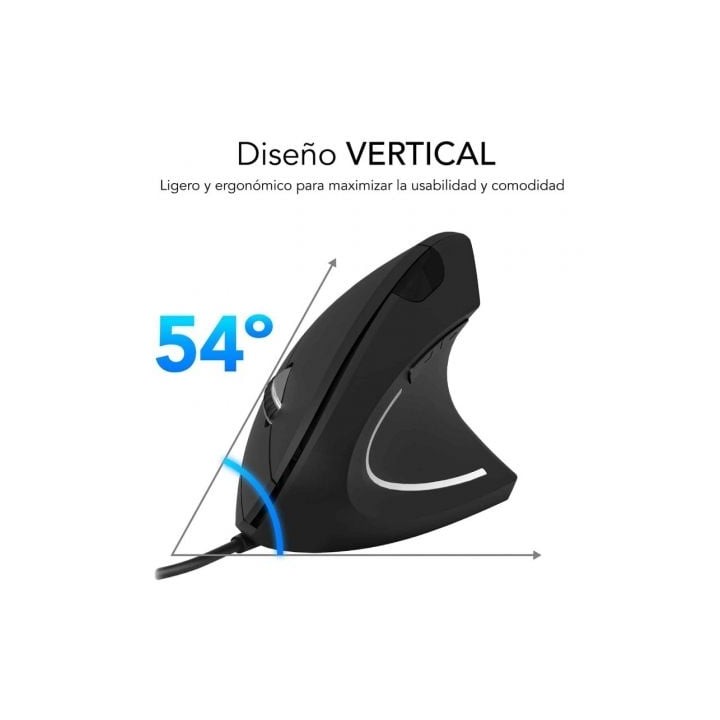 Ratón SUBBLIM con cable 1600 DPI Silent Click diseño vertical ergonómico 6 botones