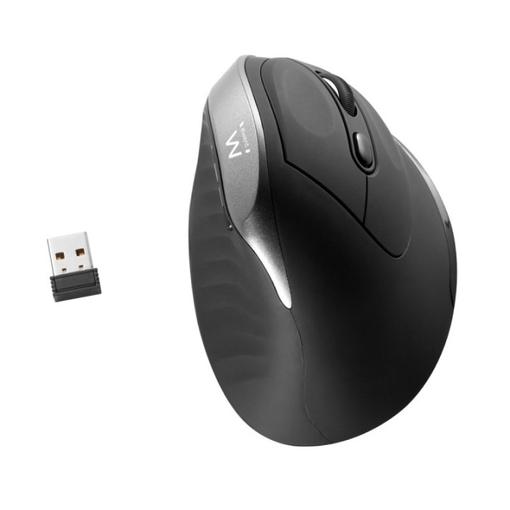 Ratón Ewent inalámbrico 2400 DPI vertical ergonómico 6 botones revestimiento goma
