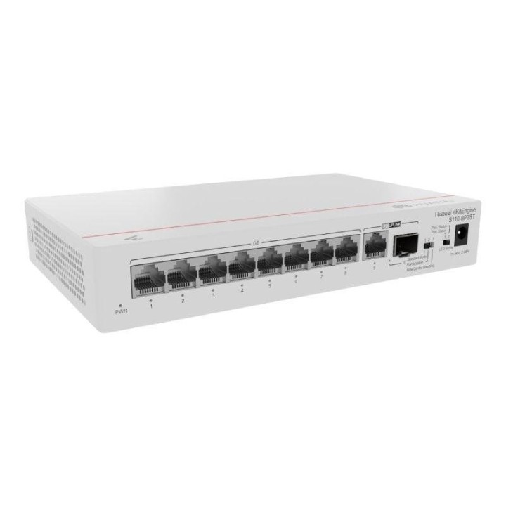 Switch Huawei S110-8P2ST 8 Puertos Gigabit PoE+ 1 GE SFP 20Gbps Compacto
