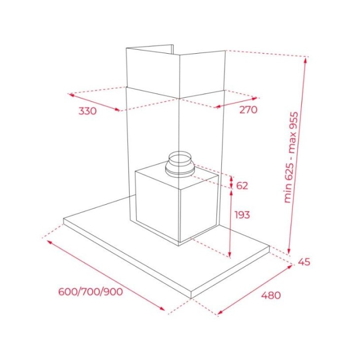 Campana extractora Teka DSH 686 Recirculación 60cm con motor doble turbina y LED