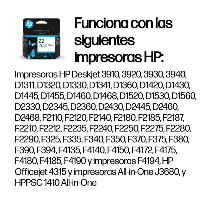 Tinta HP 22 Tricolor 5ml 165 páginas (C9352AE)