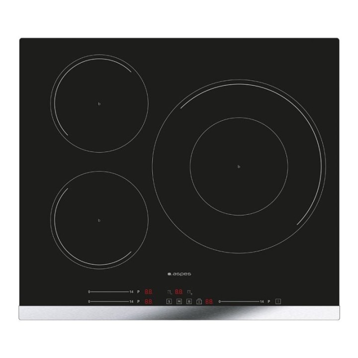 Placa de inducción Aspes AI3601SB32 3 zonas 7400W Doble Corona Cristal Negro 59cm