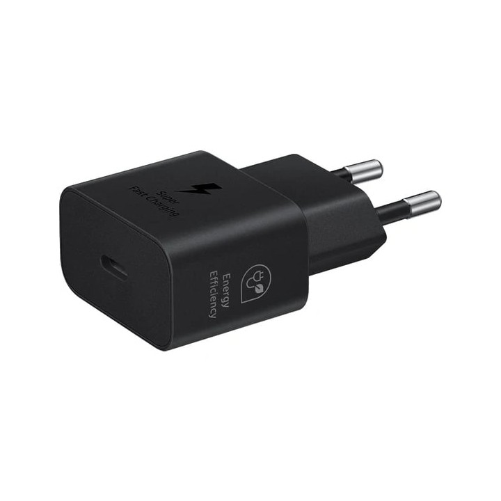 Cargador Samsung Type C Adaptador 25W Negro USB Carga Rápida 1 Puerto 5V