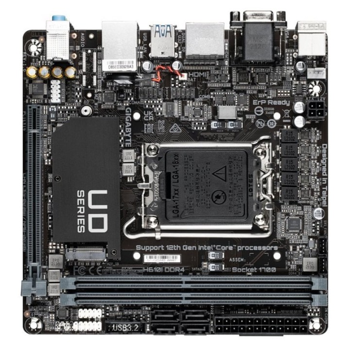 Placa Base Gigabyte H610I DDR4 LGA 1700 mITX Soporte 64GB M.2 SATA III
