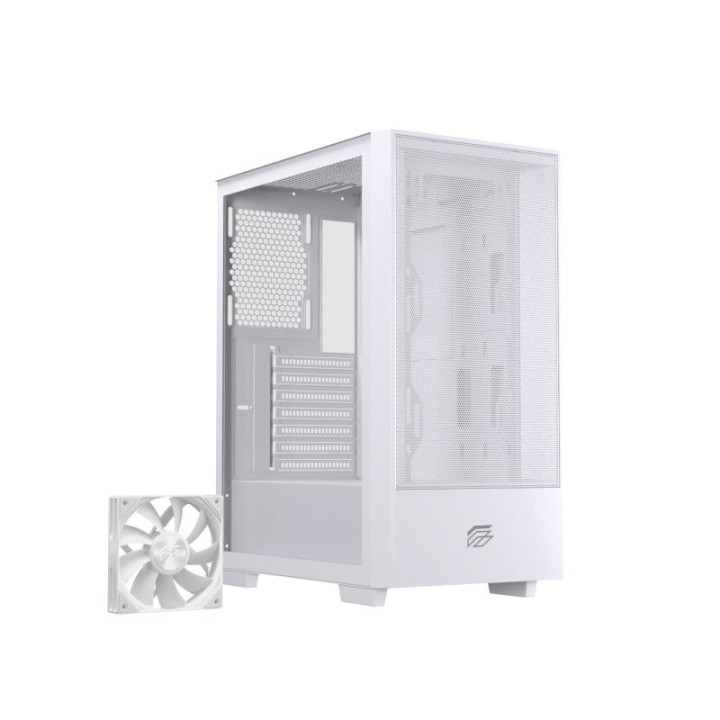 Torre Einarex PULSE P100 Core White flujo de aire panel malla ATX vidrio templado blanca