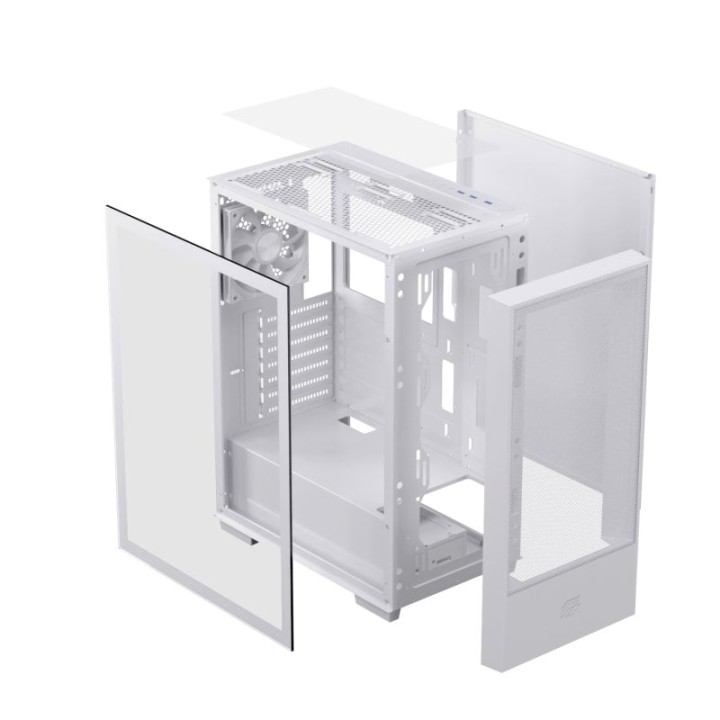 Torre Einarex PULSE P100 Core White flujo de aire panel malla ATX vidrio templado blanca
