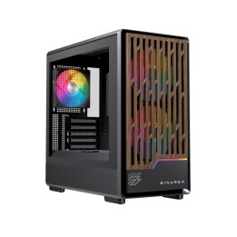 Torre Einarex PULSE PM400 RGB Black compacto, madera, 2x140mm, micro ATX, cristal templado