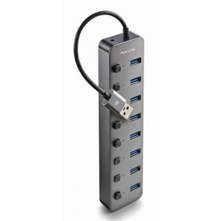 Hub USB NGS IHUB8 8 puertos USB 3.0 con interruptores y carga rápida BC1.2