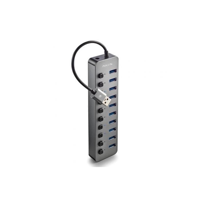 Hub NGS 10 puertos USB 3.0 5Gbps IHUB10 con interruptores y alimentación externa