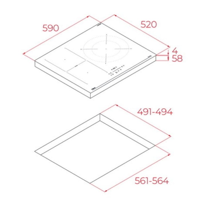 Placa de Inducción Teka IBF 63210 SSM Touch MonoSlider Power Plus 3 Zonas 59cm Negra