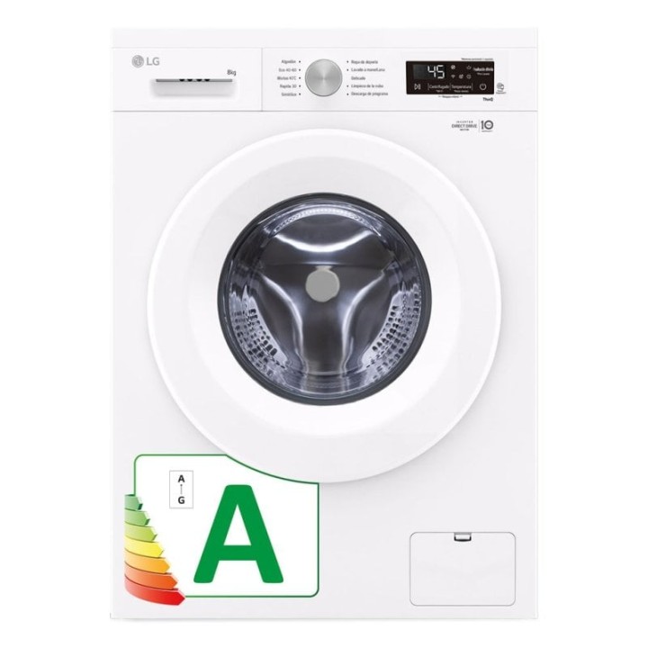 Lavadora LG 8kg Carga Frontal 1400rpm Clase A Blanca Motor Inverter Direct Drive Steam WiFi