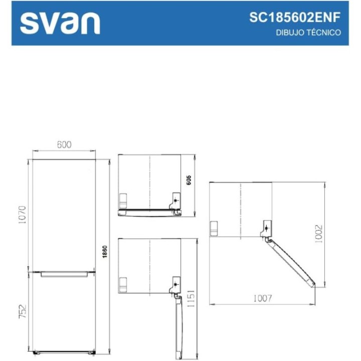 Frigorífico Svan SC185602ENF Combi 186cm 293L Clase E Blanco No Frost Multi AirFlow Bajo Ruido