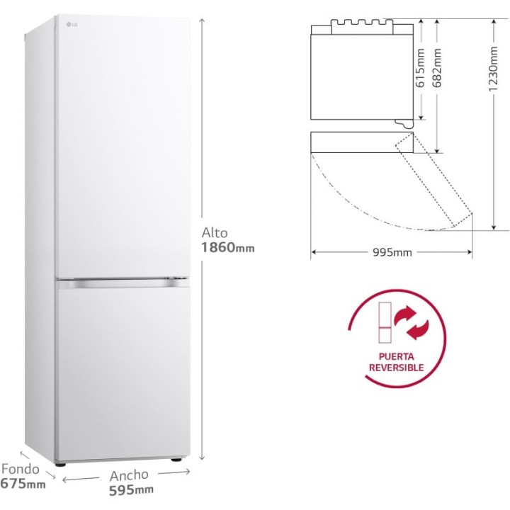 Frigorífico LG Combi 186cm 374L D Blanco Door Cooling+ Linear Cooling