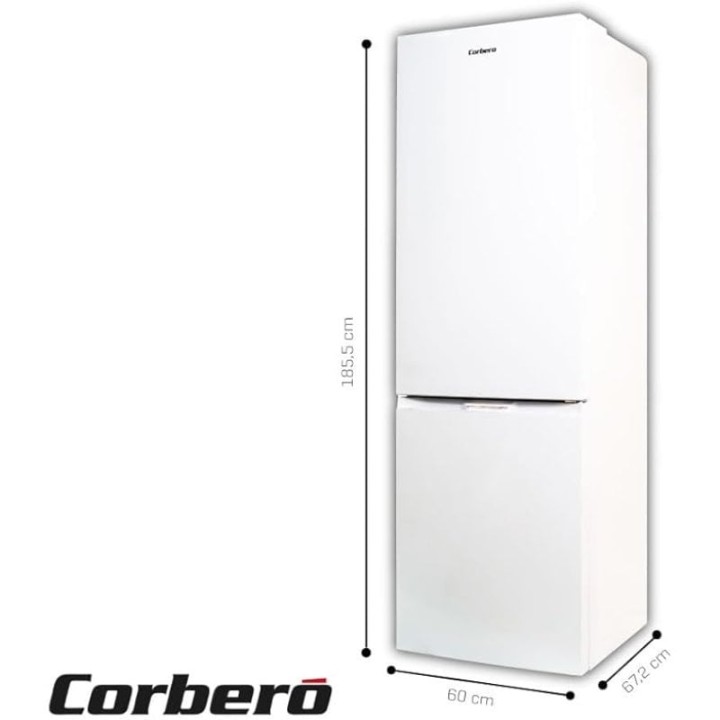 Frigorífico Corberó Combi 185cm 327L E Blanco No Frost Crisper Luz LED Balcones Ajustables