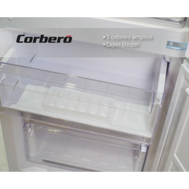 Frigorífico Corberó Combi 185cm 327L E Blanco No Frost Crisper Luz LED Balcones Ajustables