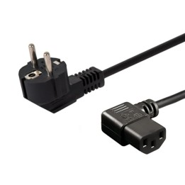 Cable alimentación Savio Schuko-IEC C13 1.2m 3 pines cobre negro 250V angular
