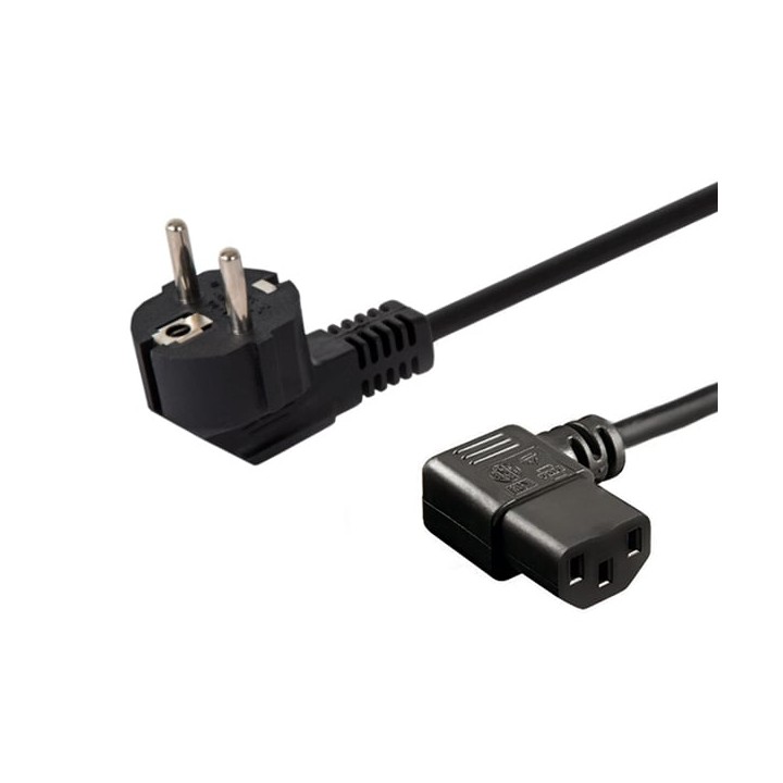 Cable alimentación Savio Schuko-IEC C13 1.2m 3 pines cobre negro 250V angular