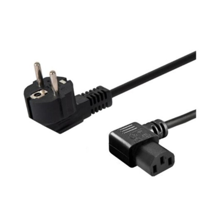 Cable alimentación Savio Schuko-IEC C13 1.2m 3 pines cobre negro 250V angular
