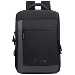 Mochila L-Link LL-15.6 Repelente Agua Salida USB Acolchada Gris 470g 15.6"