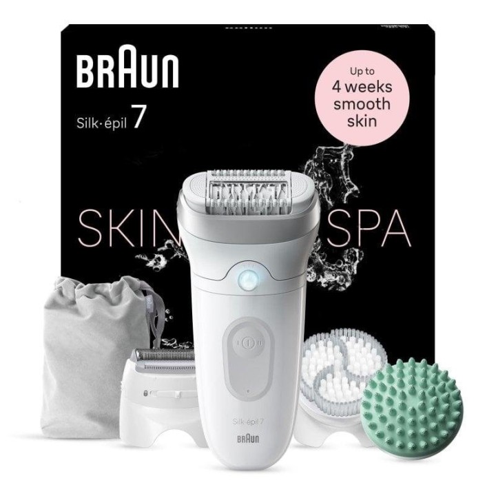 Depiladora Braun Silk-épil 7 7-081 Blanco MicroGrip 40 pinzas AC/Batería Wet&Dry exfoliante