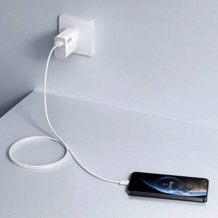 Xiaomi HyperCharge Combo 90W Cargador de Pared GaN USB-A Blanco + Cable USB-C 1m