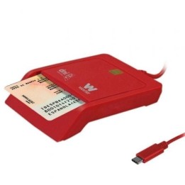 Lector DNI Woxter PE26-199 Rojo USB Tipo C Adaptador USB-A LEDs Compatible Smart Card