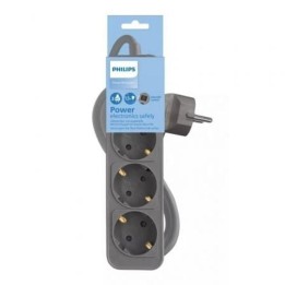 Regleta Philips CHP2134G 3 Schuko Cable 1.5m Gris Interruptor LED Seguridad