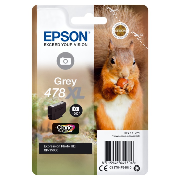 Tinta Epson 478XL Claria Photo HD Gris (C13T04F64010)