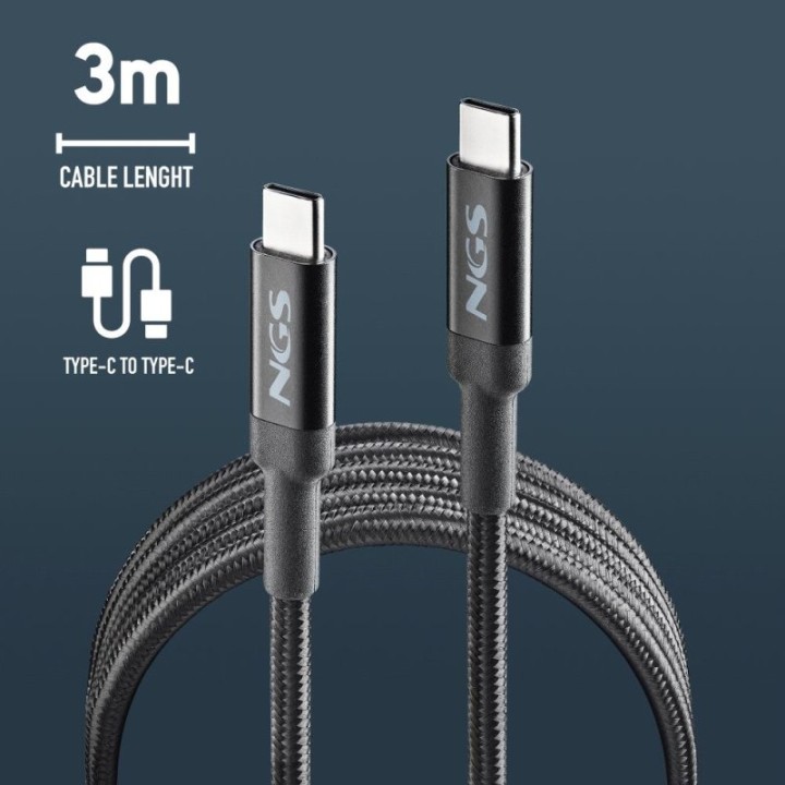 KNOT 100W-3 Cable de Carga Rápida de USB C a USB C de 3 m de longitud